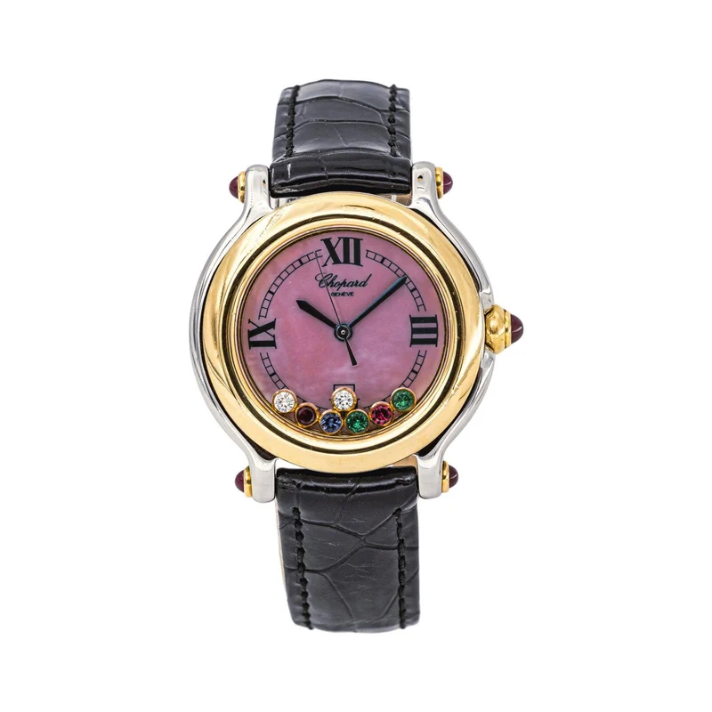 Chopard Happy Sport - Watch in steel, rubies, diamonds and emeralds
