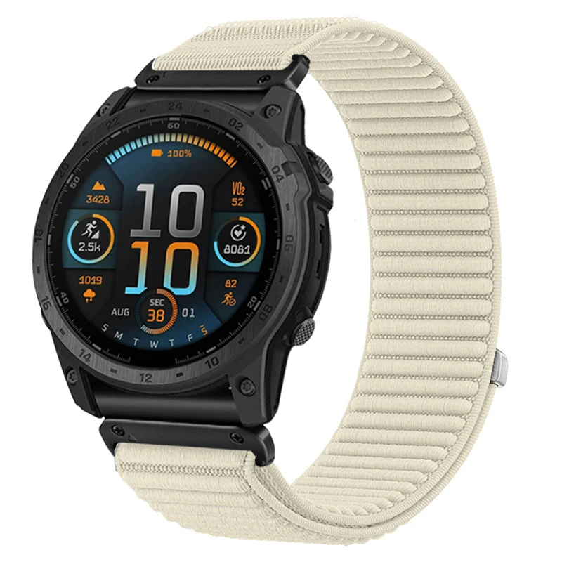 Correa nylon ondulada Garmin Fenix 9 Pro - 43mm (blanco estrella)