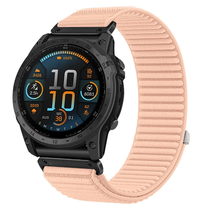 Correa nylon ondulada Garmin Fenix 9 Pro - 43mm (rosa)