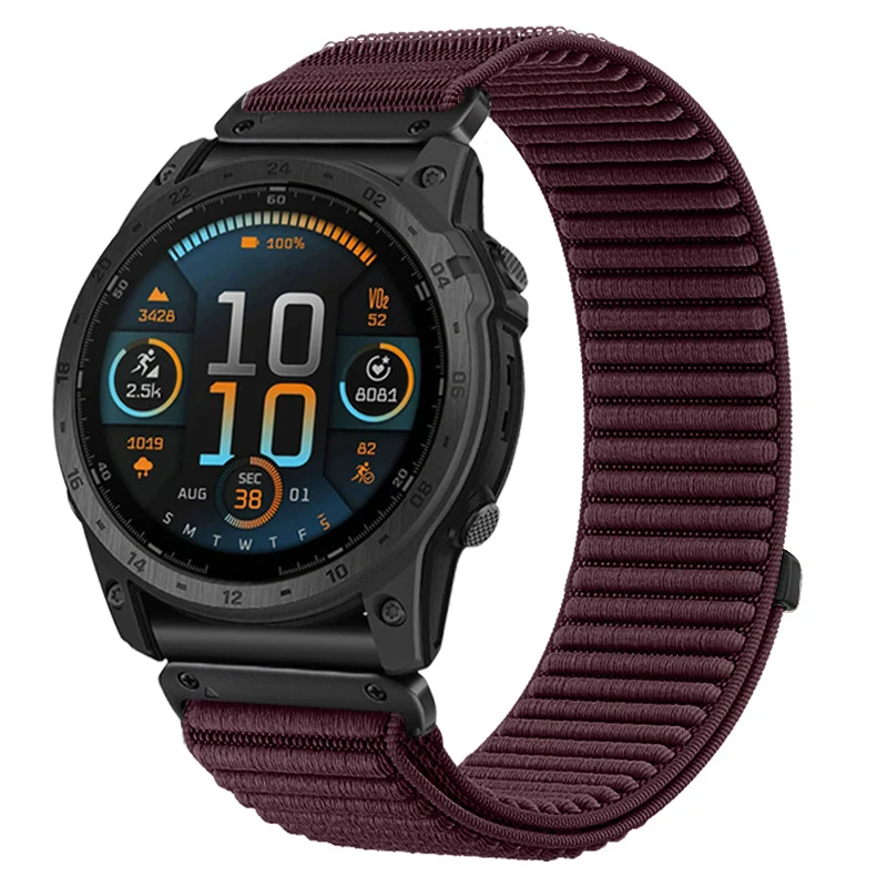 Correa nylon ondulada Garmin Fenix 9 - 43mm (ciruela)
