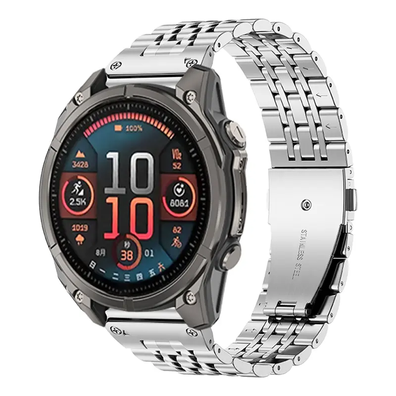 Correa acero '7 beads' premium Garmin Fenix 9 - 43mm (plata)