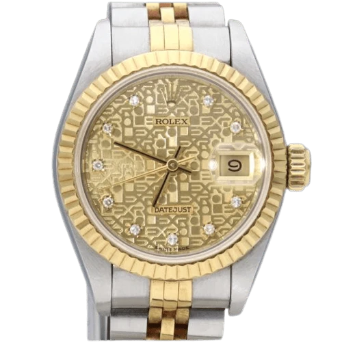 Rolex Lady-Datejust - Yellow gold and steel watch with diamonds
