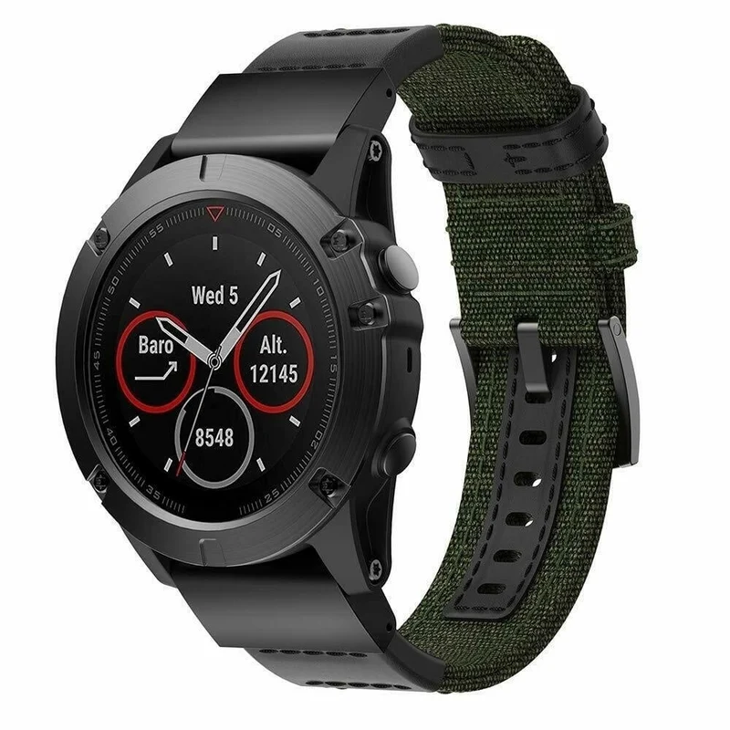 Correa nylon híbrida Garmin Fenix 9 Pro - 47mm (verde militar)