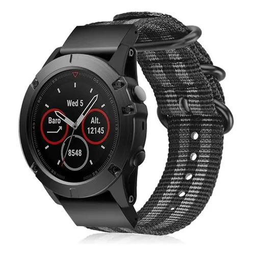 Correa nylon con hebilla Garmin Fenix 9 - 47mm (negro/gris)