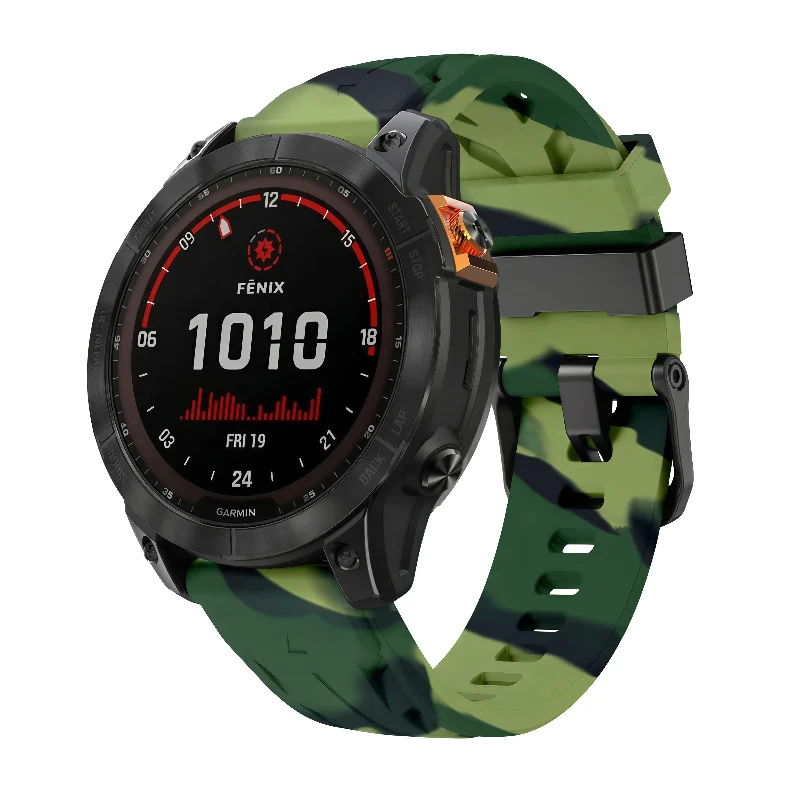 Correa silicona race Garmin Fenix 9 - 51mm (verde camuflaje)