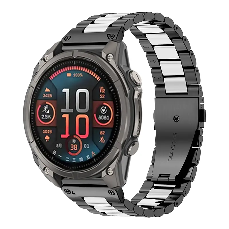 Correa acero premium Garmin Fenix 9 - 47mm (negro/plata)
