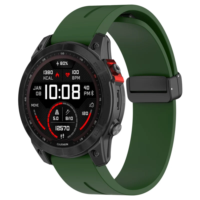 Correa silicona con hebilla-D Garmin Fenix 9 - 47mm (verde militar)