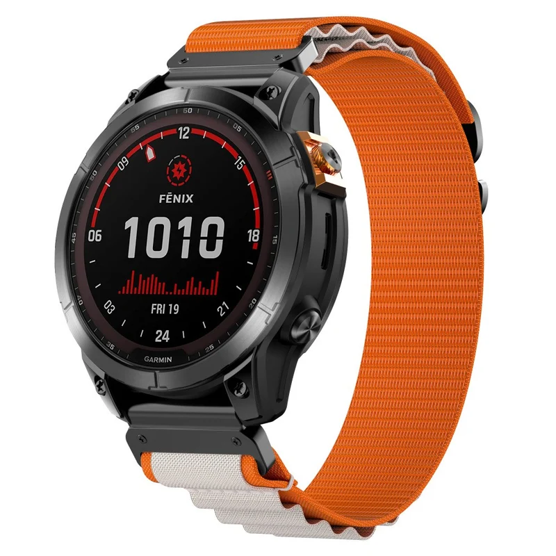 Correa Alpine nylon Garmin Fenix 9 - 47mm (naranja/beige)