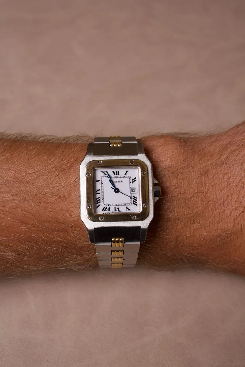 Cartier Santos Carrée Godron - Steel and yellow gold watch