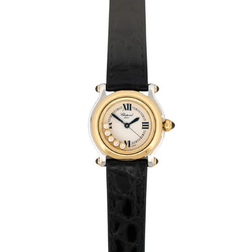 Chopard Happy Sport - Small model watch in steel, yellow gold and diamonds
