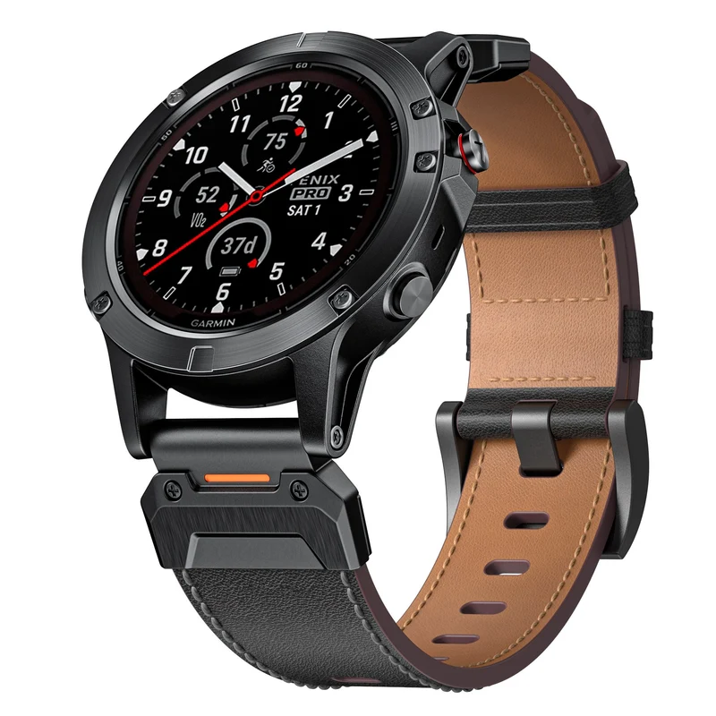 Correa cuero auténtica Garmin Fenix 9 Pro - 51mm (negro)