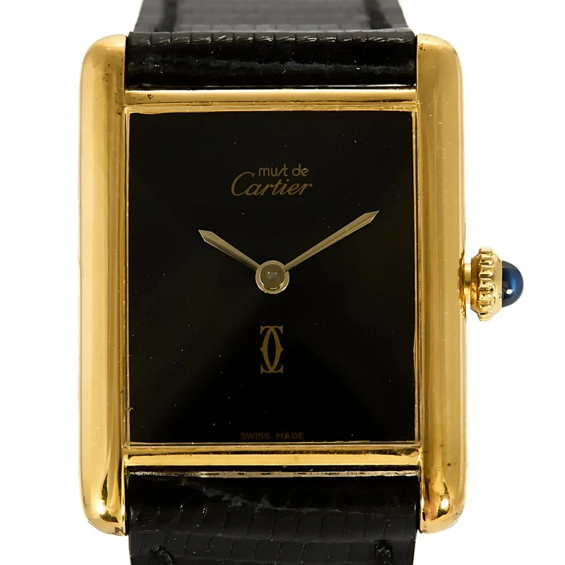 Cartier Tank Must - Large model watch in gold-plated silver, Onyx dial