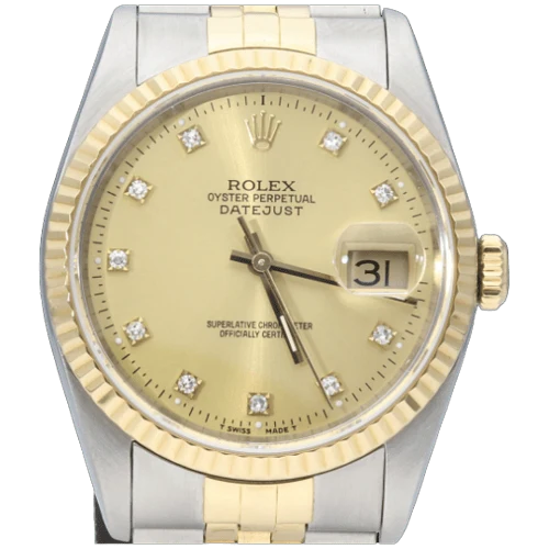 Rolex Datejust - Watch in 18K yellow gold, steel and diamonds