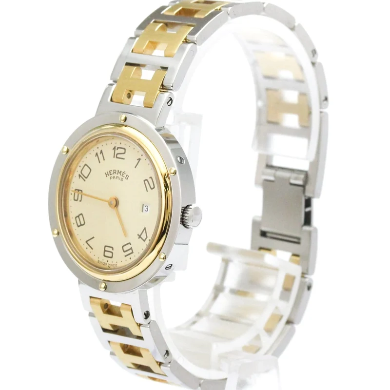 Hermès Clipper - Quartz watch in steel and plated metal