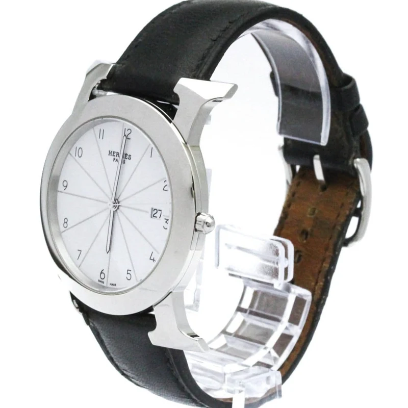 Hermès H Time - Quartz watch in steel and leather