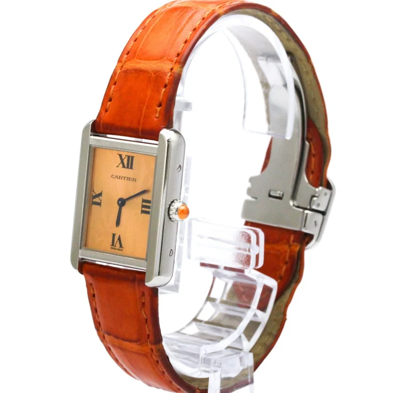 Cartier Tank Solo - Rose gold quartz watch with alligator strap