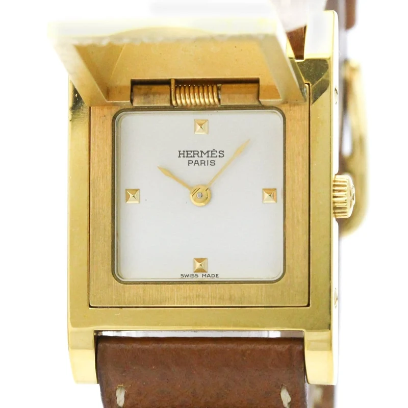 Hermès Médor - Quartz watch in plated metal and leather
