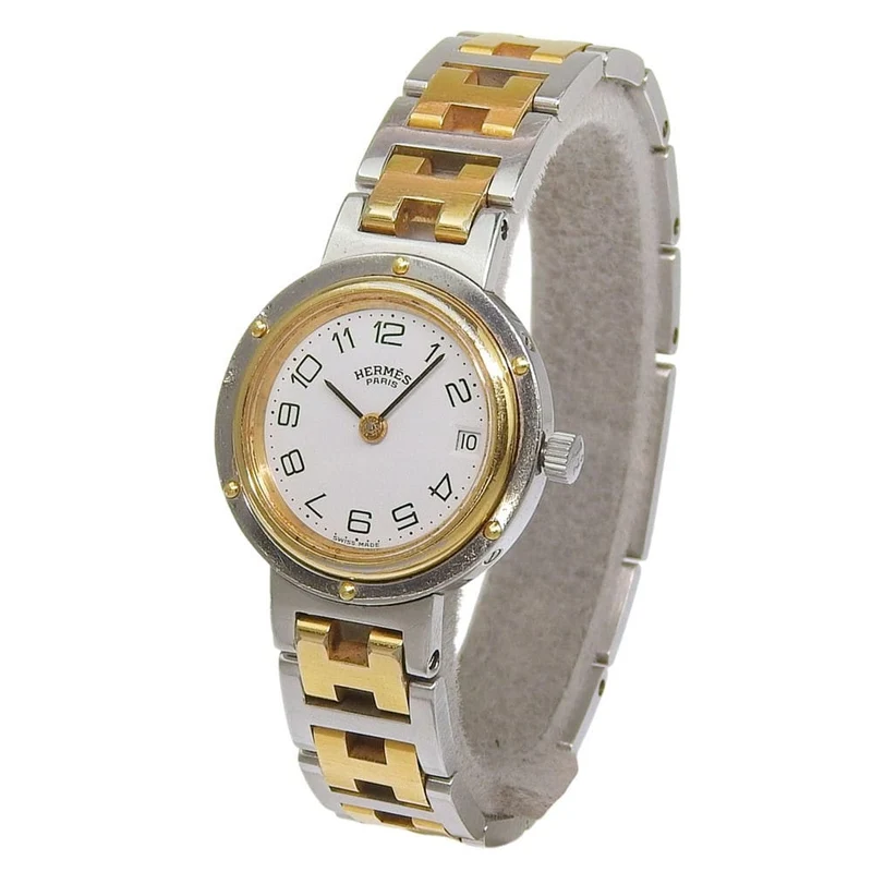 Hermès Clipper - Quartz watch in steel and plated metal