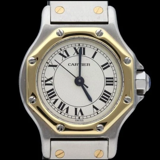 Cartier Santos Round Octagon - Yellow gold and steel watch