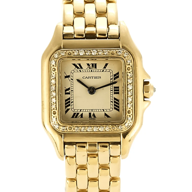 CARTIER - Santos Demoiselle model watch in yellow gold and diamonds