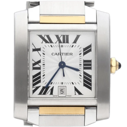 Cartier Tank Française - Large model watch in yellow gold and steel
