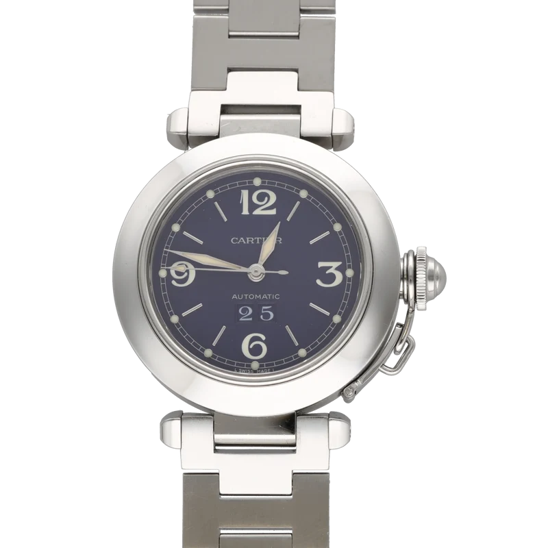 Cartier Pasha - 35 mm steel watch, blue dial