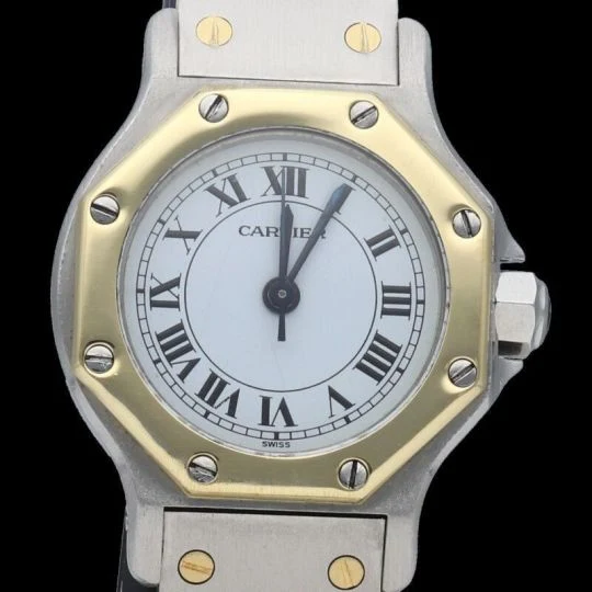 Cartier Santos - Octagonal round watch in yellow gold and steel