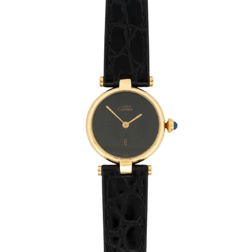 Cartier Must Vendôme - SM watch in silver-gilt with black dial