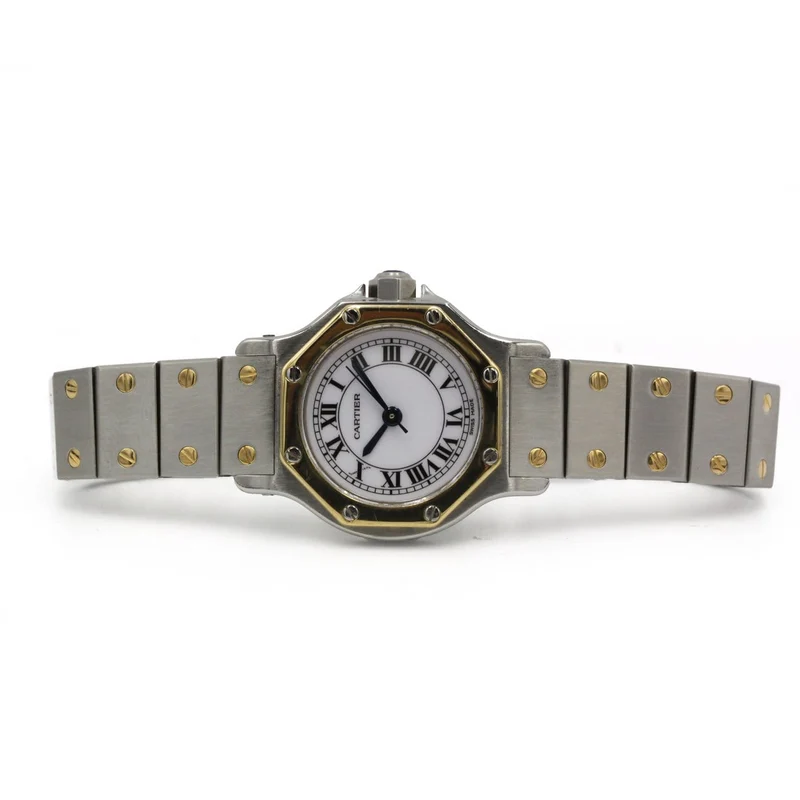 Cartier Santos Octagon PM - Two-tone watch in yellow gold and steel