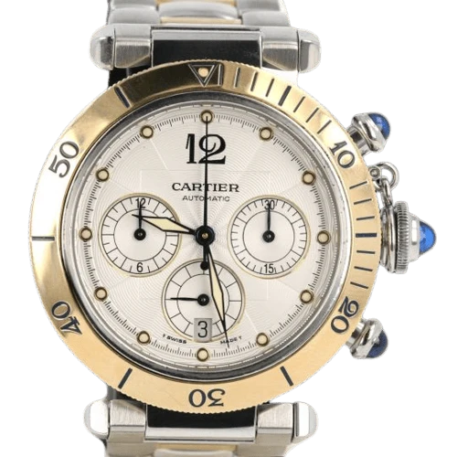 Cartier Pasha - Yellow gold and steel chronograph watch