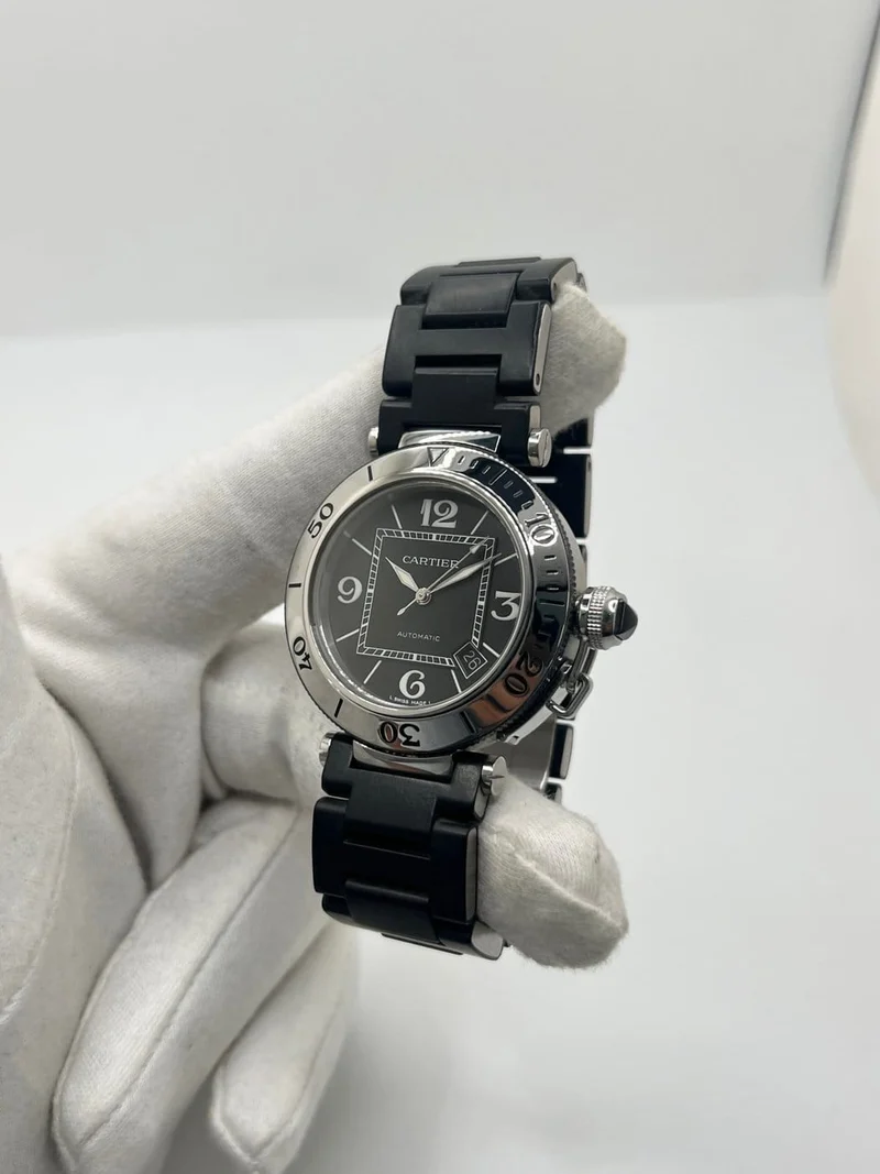 Cartier Pasha Seatimer - Montre en acier cadran noir