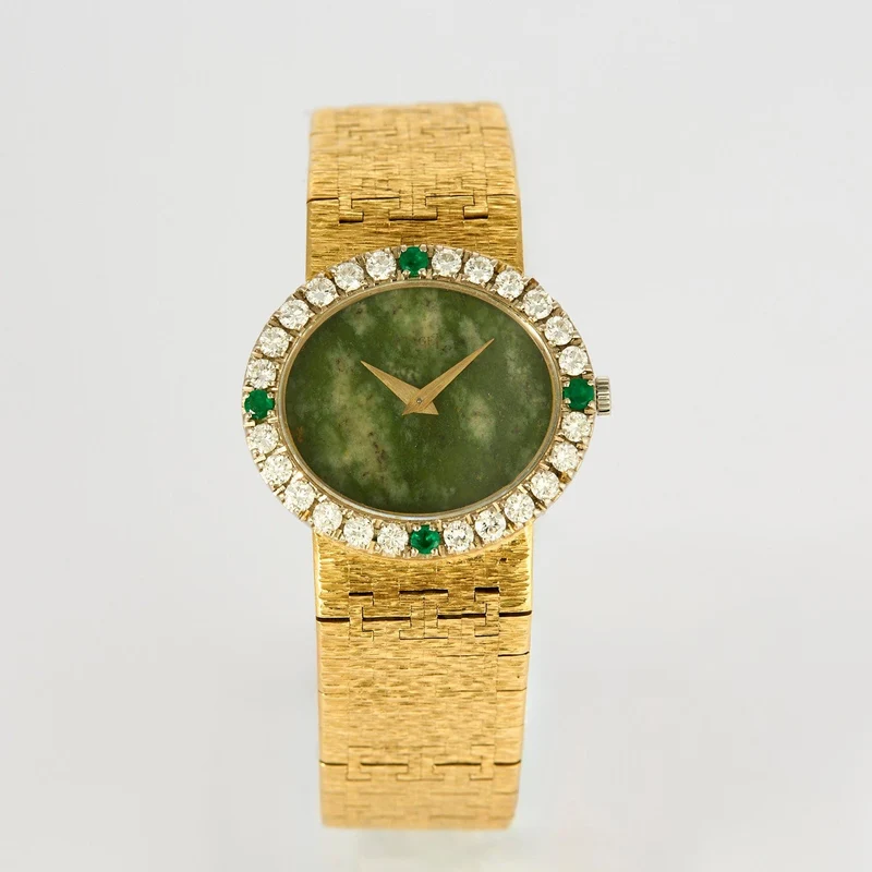 PIAGET - Extra-flat Jewelry - Ladies' Watch in Yellow Gold, Jadeite, Diamonds, Emeralds