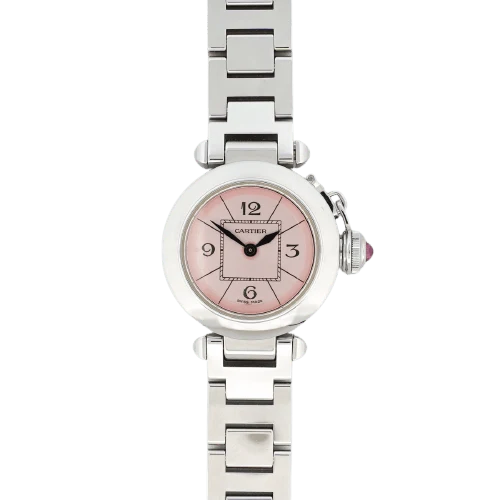 Cartier Pasha - SM steel watch with pink Arabic dial