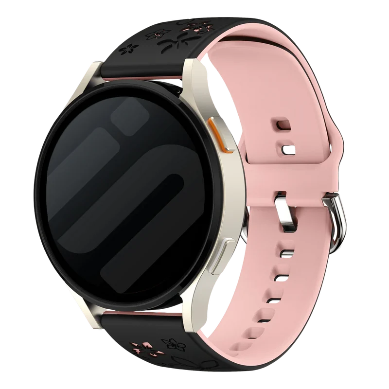 Correa silicona con flores Zenwatch Venice Pro (negro/rosa claro)