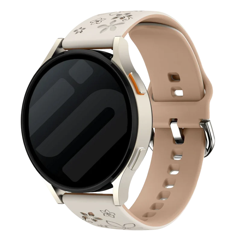 Correa silicona con flores Zenwatch Venice Pro (blanco estrella/beige)