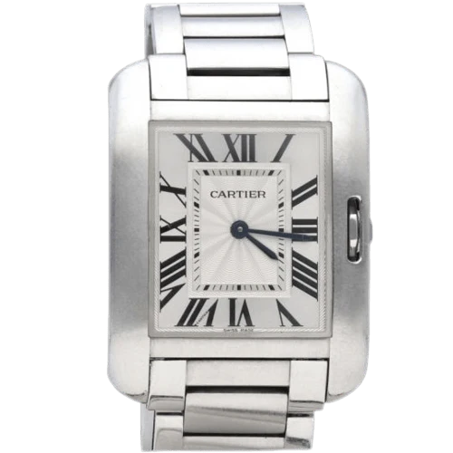 Cartier Tank Anglaise - Steel and diamond watch
