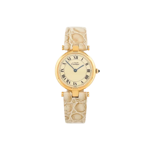 Cartier - Must Vendôme SM watch in silver-gilt, lemon Roman dial