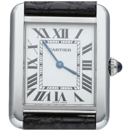 Cartier Tank Solo - Black leather quartz watch