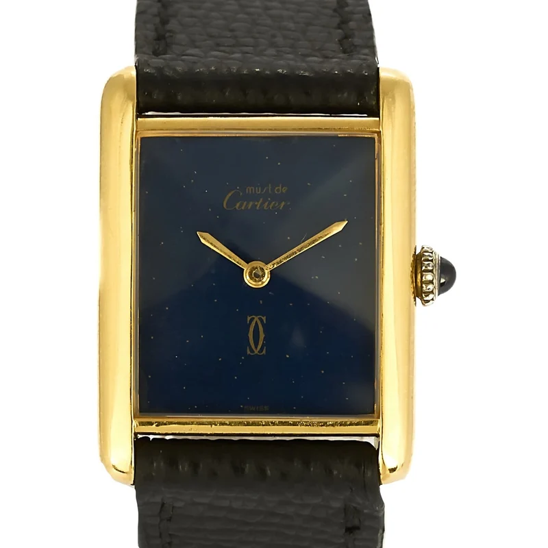 Cartier Tank Must - Watch in silver gold-plated with blue lacquered dial
