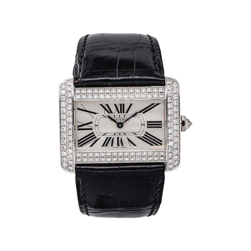 Cartier Tank Divan - White gold and diamond watch