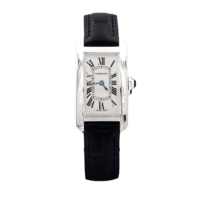 Cartier Tank American - Steel and leather watch