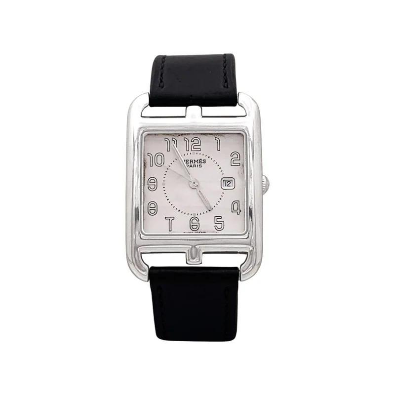 Hermès Cape Cod - Large model watch in steel and leather