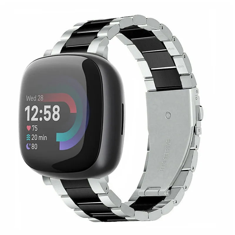 Correa acero Fitbit Versa 4 (plata/negro)