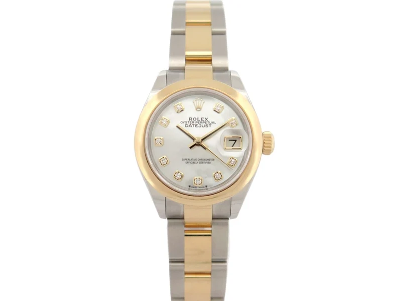 Rolex Lady-Datejust 28 - Oyster watch in yellow gold and steel, diamonds